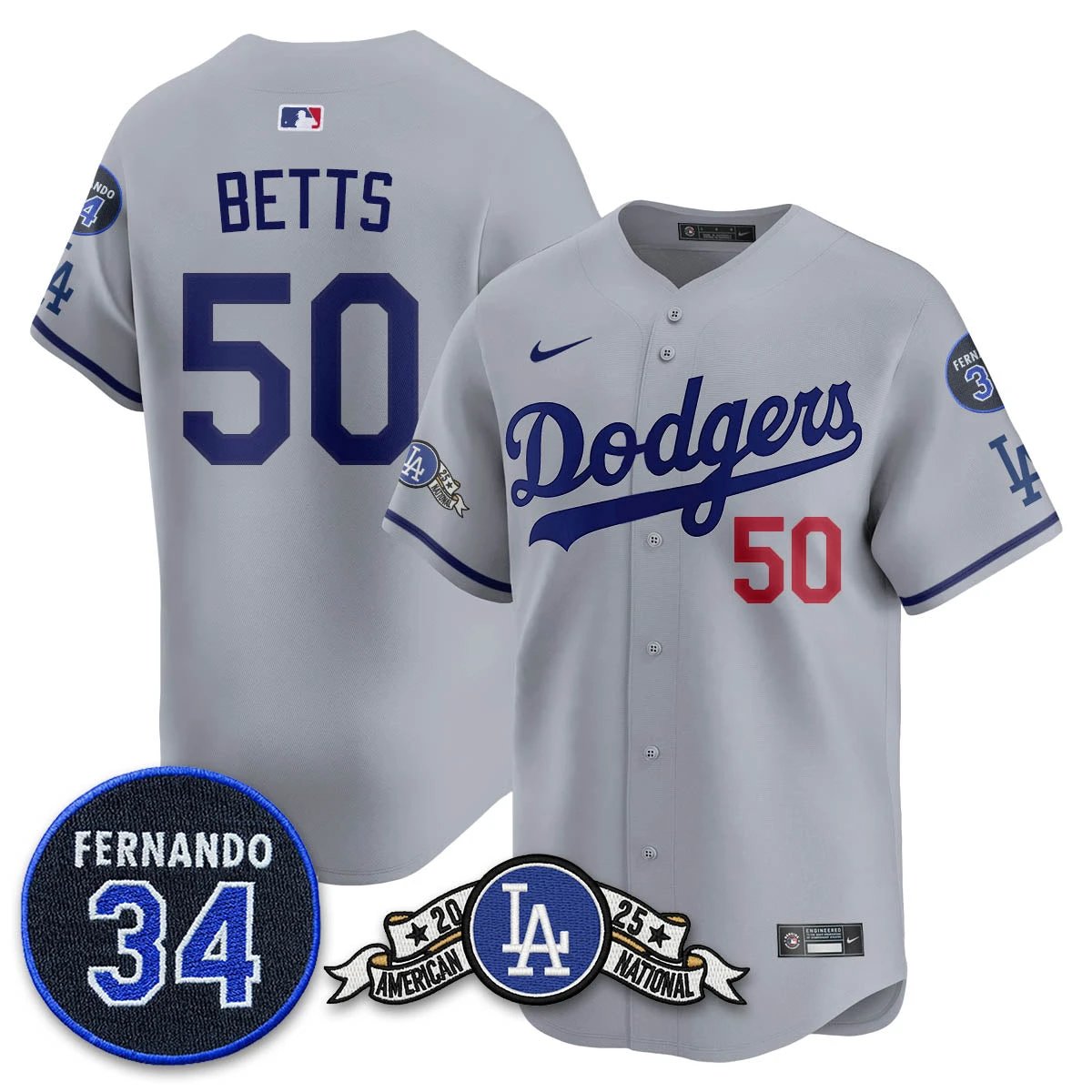 Los Angeles Dodgers 2025 National League Champions Jersey - All Stitched by Los Angeles Dodgers