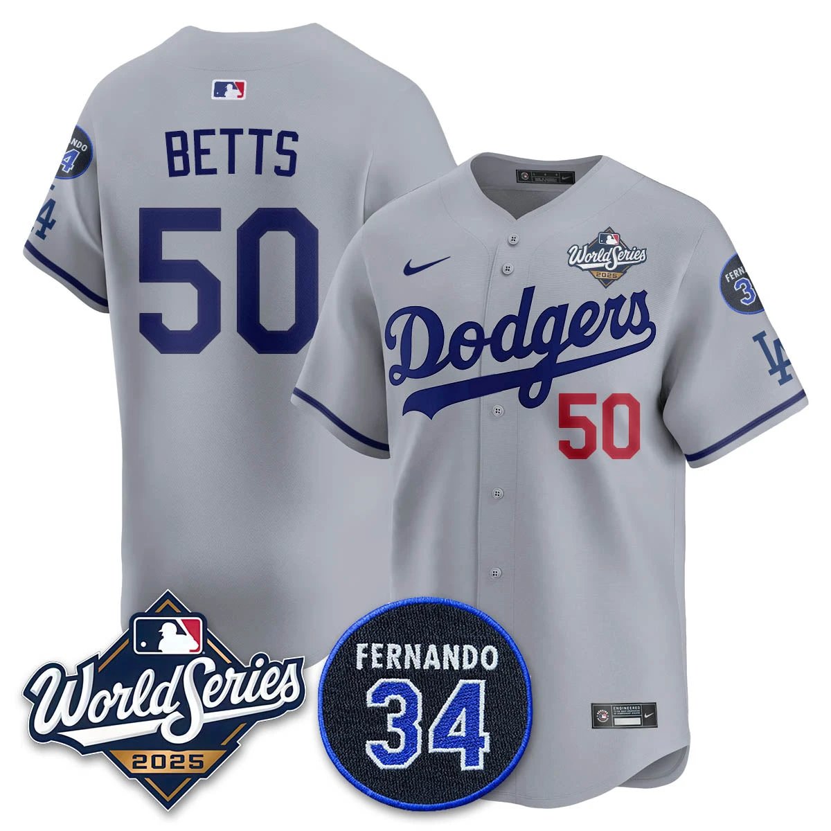 Los Angeles Dodgers 2025 National League Champions Jersey - All Stitched by Los Angeles Dodgers
