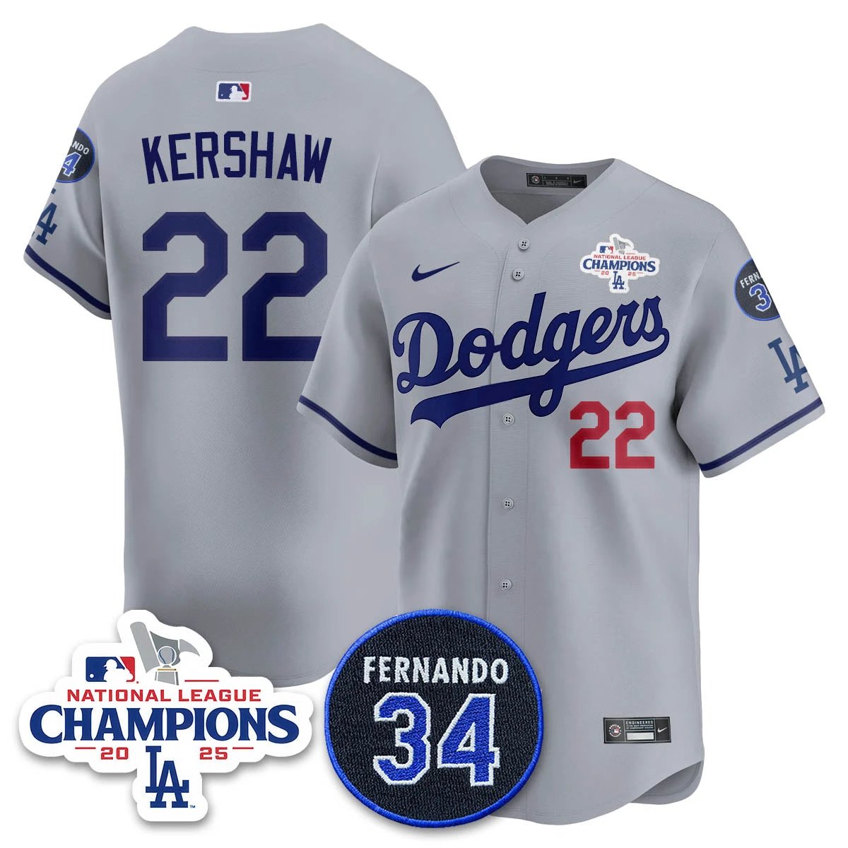 Los Angeles Dodgers 2025 NL Champions Jersey - All Stitched by Los Angeles Dodgers