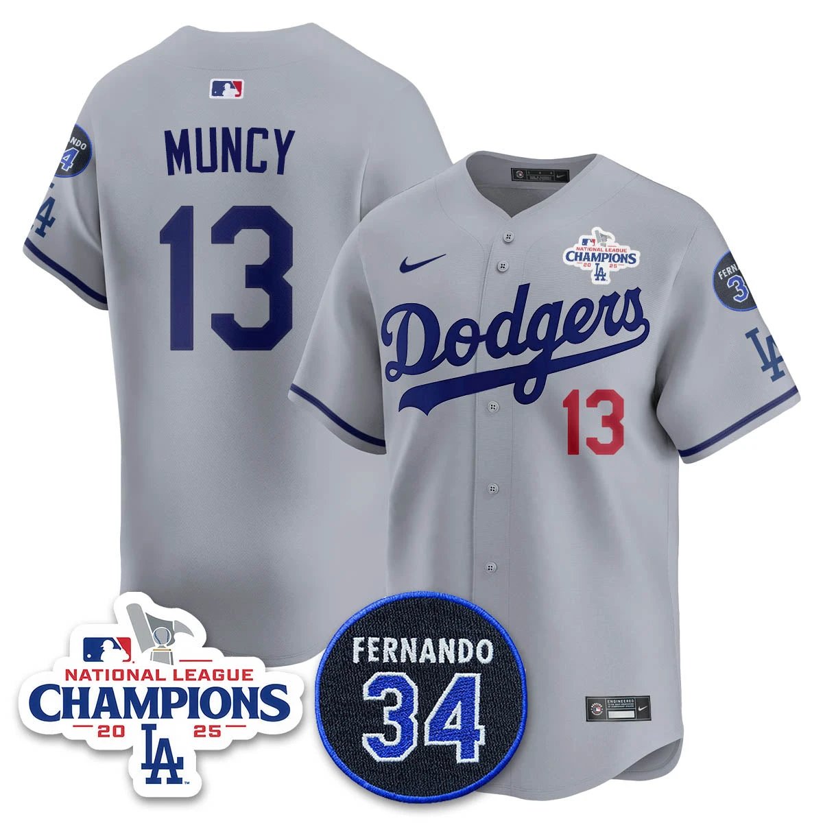 Los Angeles Dodgers 2025 NL Champions Jersey - All Stitched by Los Angeles Dodgers