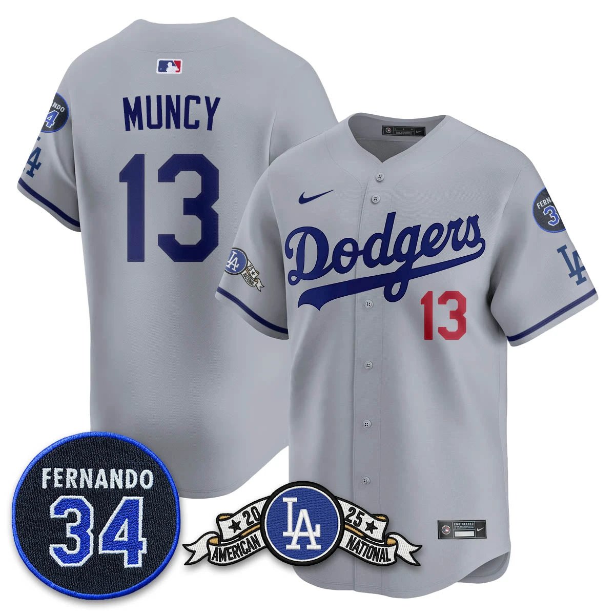 Los Angeles Dodgers 2025 National League Champions Jersey - All Stitched by Los Angeles Dodgers