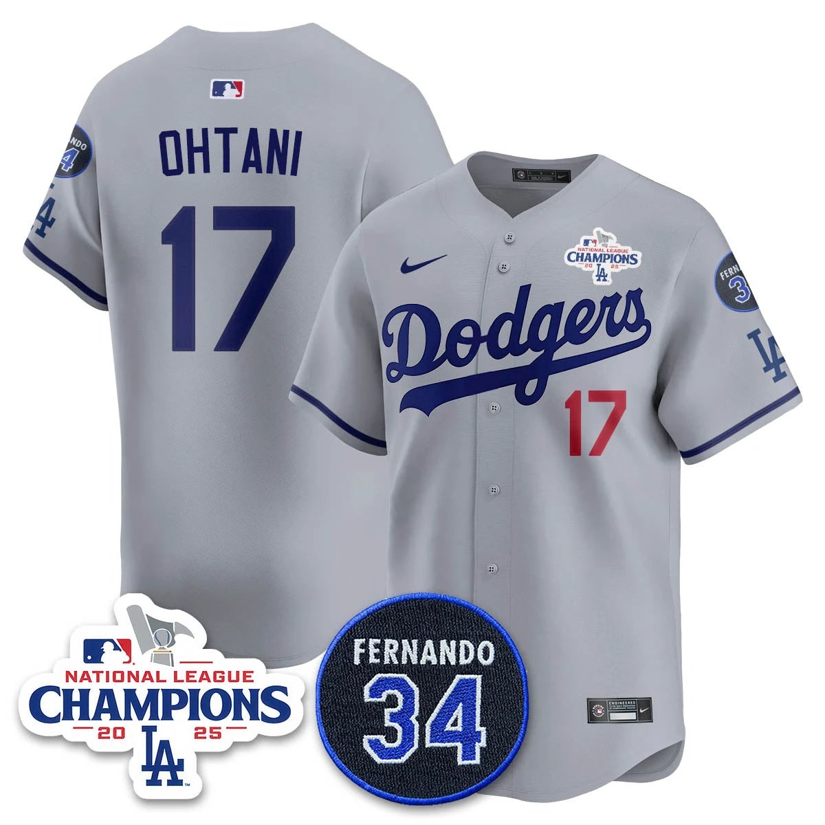 Los Angeles Dodgers 2025 NL Champions Jersey - All Stitched by Los Angeles Dodgers