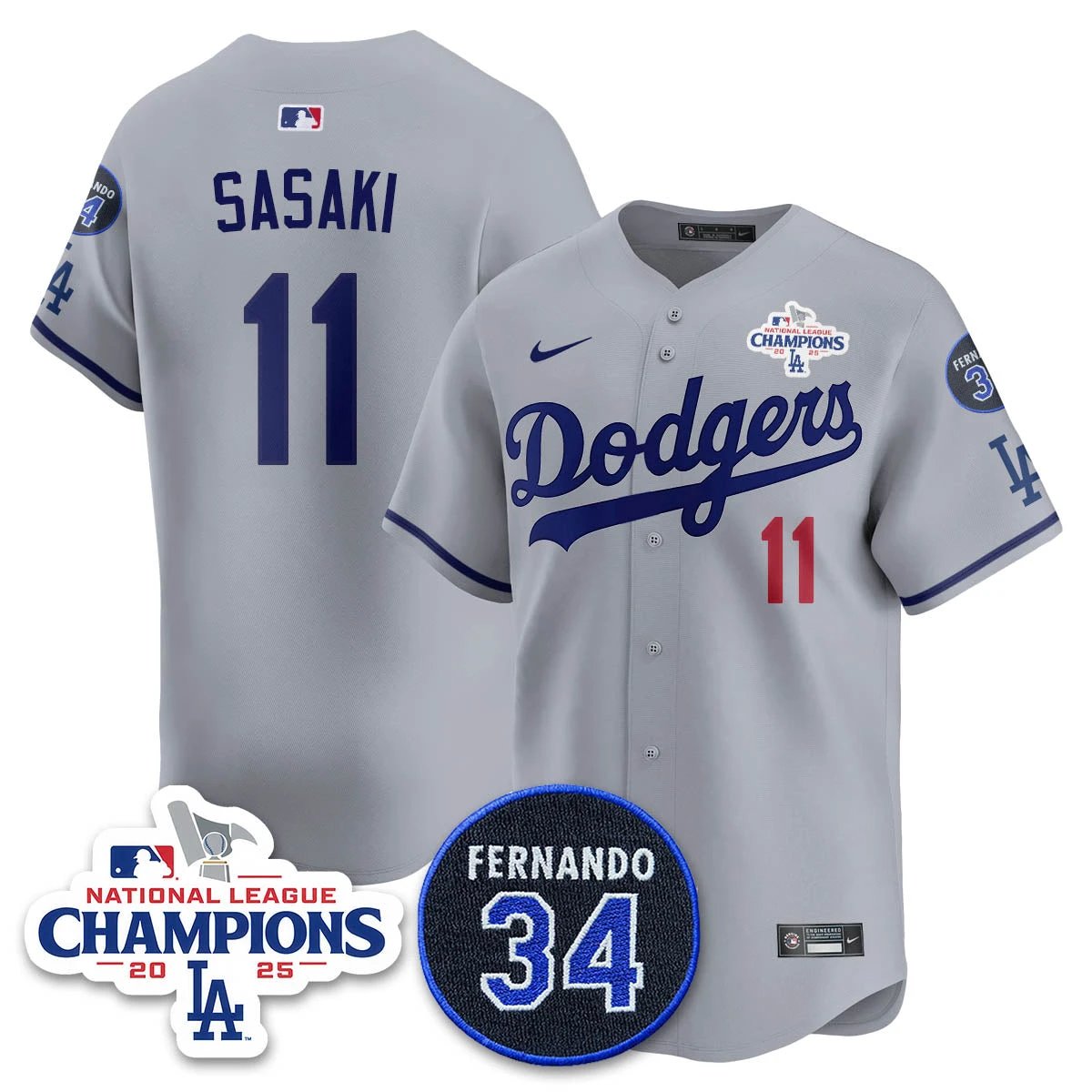 Los Angeles Dodgers 2025 NL Champions Jersey - All Stitched by Los Angeles Dodgers