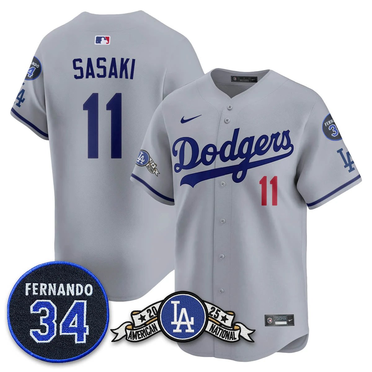 Los Angeles Dodgers 2025 National League Champions Jersey - All Stitched by Los Angeles Dodgers