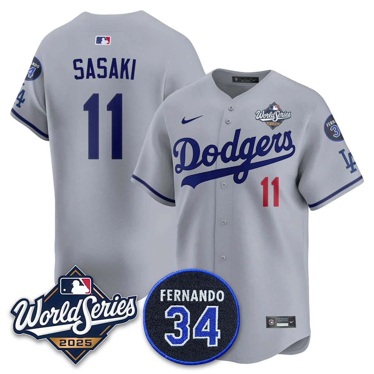 Los Angeles Dodgers 2025 National League Champions Jersey - All Stitched by Los Angeles Dodgers