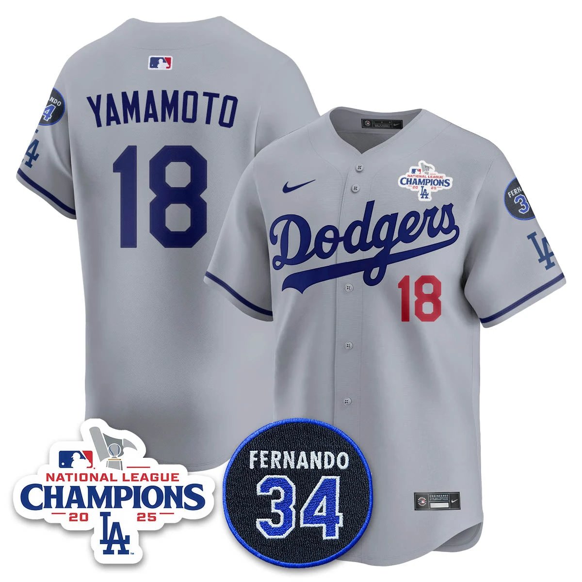 Los Angeles Dodgers 2025 NL Champions Jersey - All Stitched by Los Angeles Dodgers