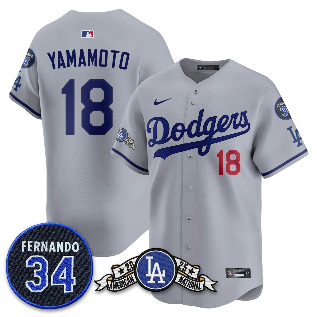 Los Angeles Dodgers 2025 National League Champions Jersey - All Stitched by Los Angeles Dodgers