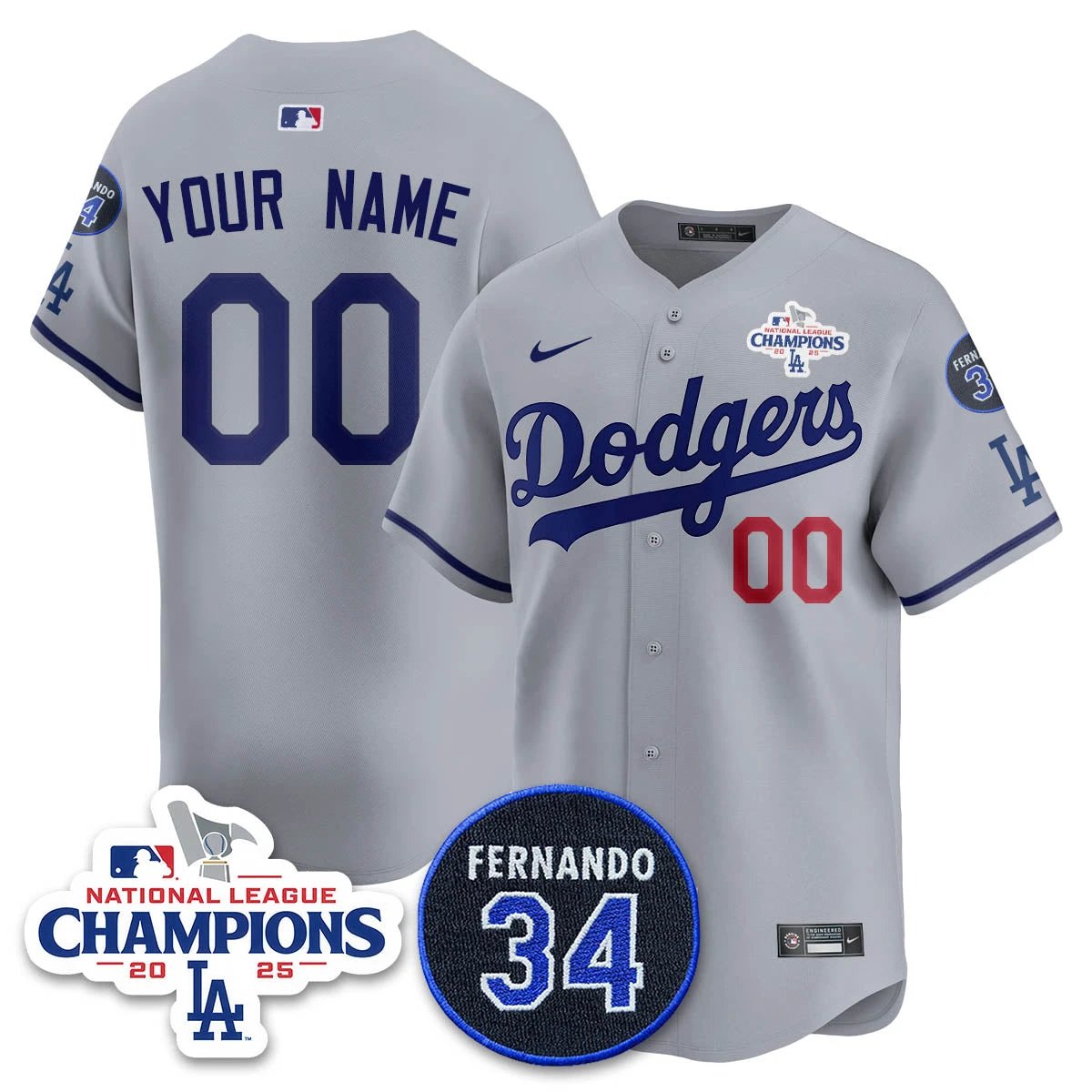 Los Angeles Dodgers 2025 NL Champions Jersey - All Stitched by Los Angeles Dodgers
