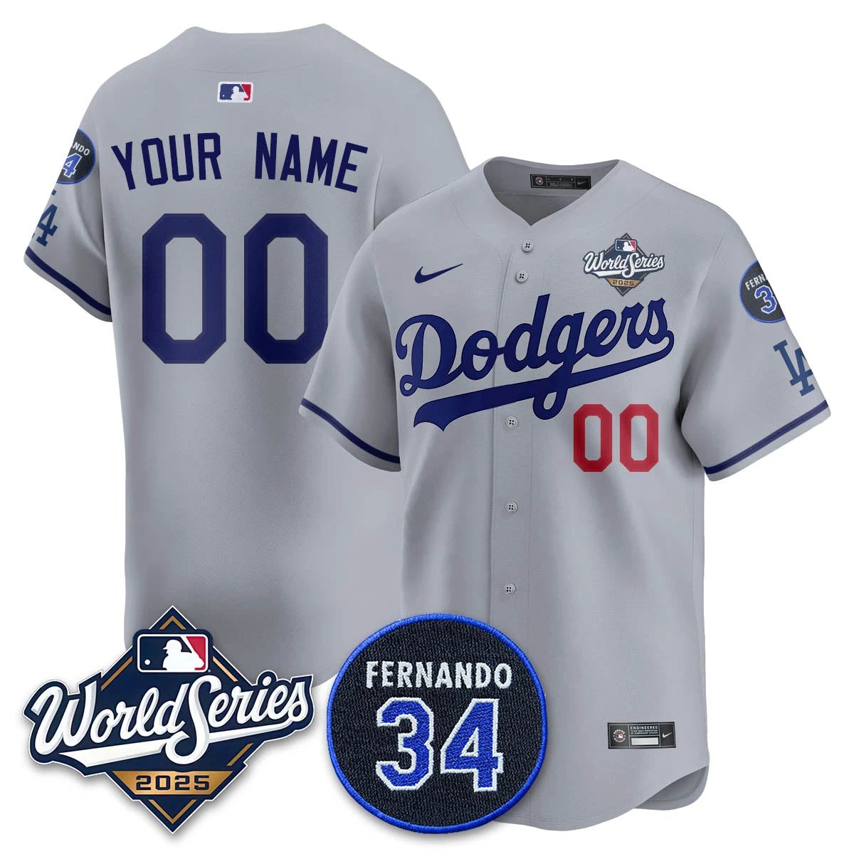 Los Angeles Dodgers 2025 National League Champions Custom Jersey - All Stitched by Los Angeles Dodgers