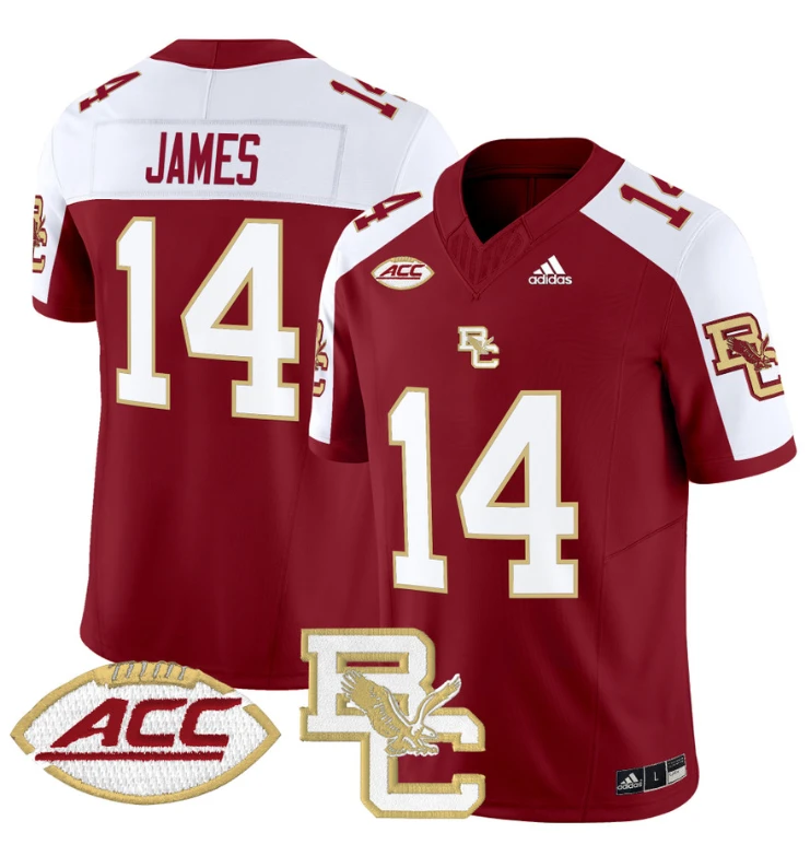 Grayson James Jersey #14 Boston College Eagles 2024 Stitched Maroon Alternate by NCAA Football Jersey