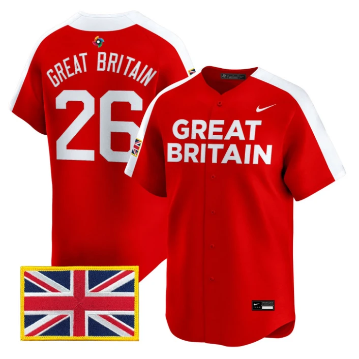 Great Britain Jersey #26 Team Great Britain 2026 World Baseball Stitched by My Store