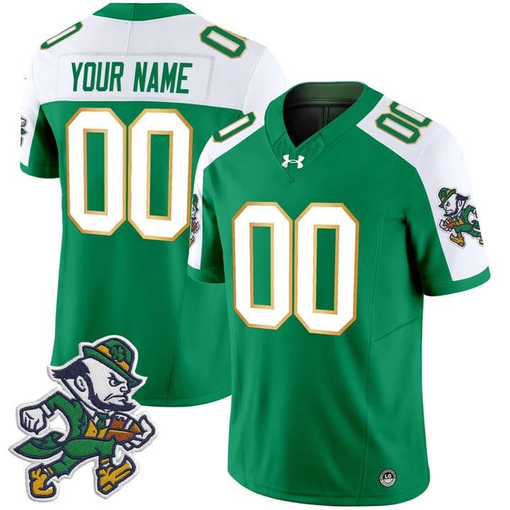 Custom Notre Dame Jersey Name, Number 2025 Gridiron Leprechaun Edition Green Alter by My Store NCAA Football Jerseys