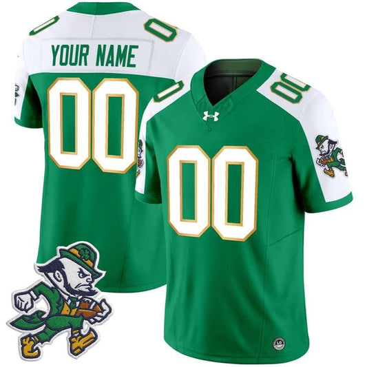 Custom Notre Dame Jersey Name, Number 2025 Gridiron Leprechaun Edition Green Alter by My Store NCAA Football Jerseys