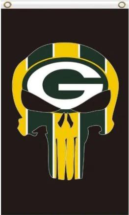 Green Bay Packers Skull Vertical Flag 3X5 Ft Polyester Banner USA 90x150cm by flagsjustdoit