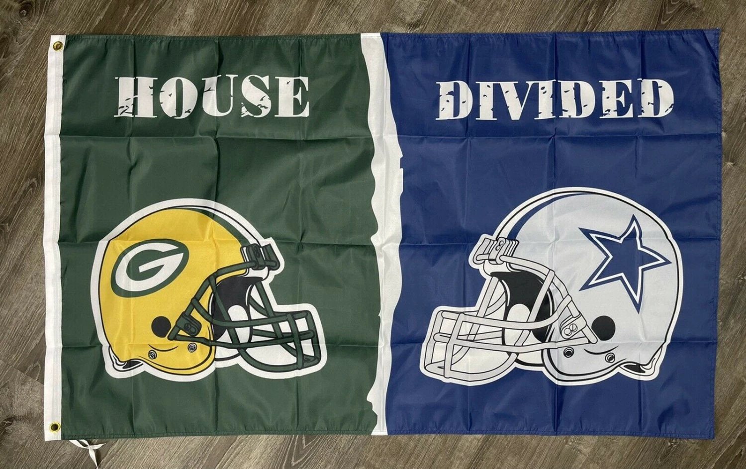 Green Bay Packers vs Dallas Cowboys House Divided Flag 3x5 ft Sports Banner New by flagsjustdoit