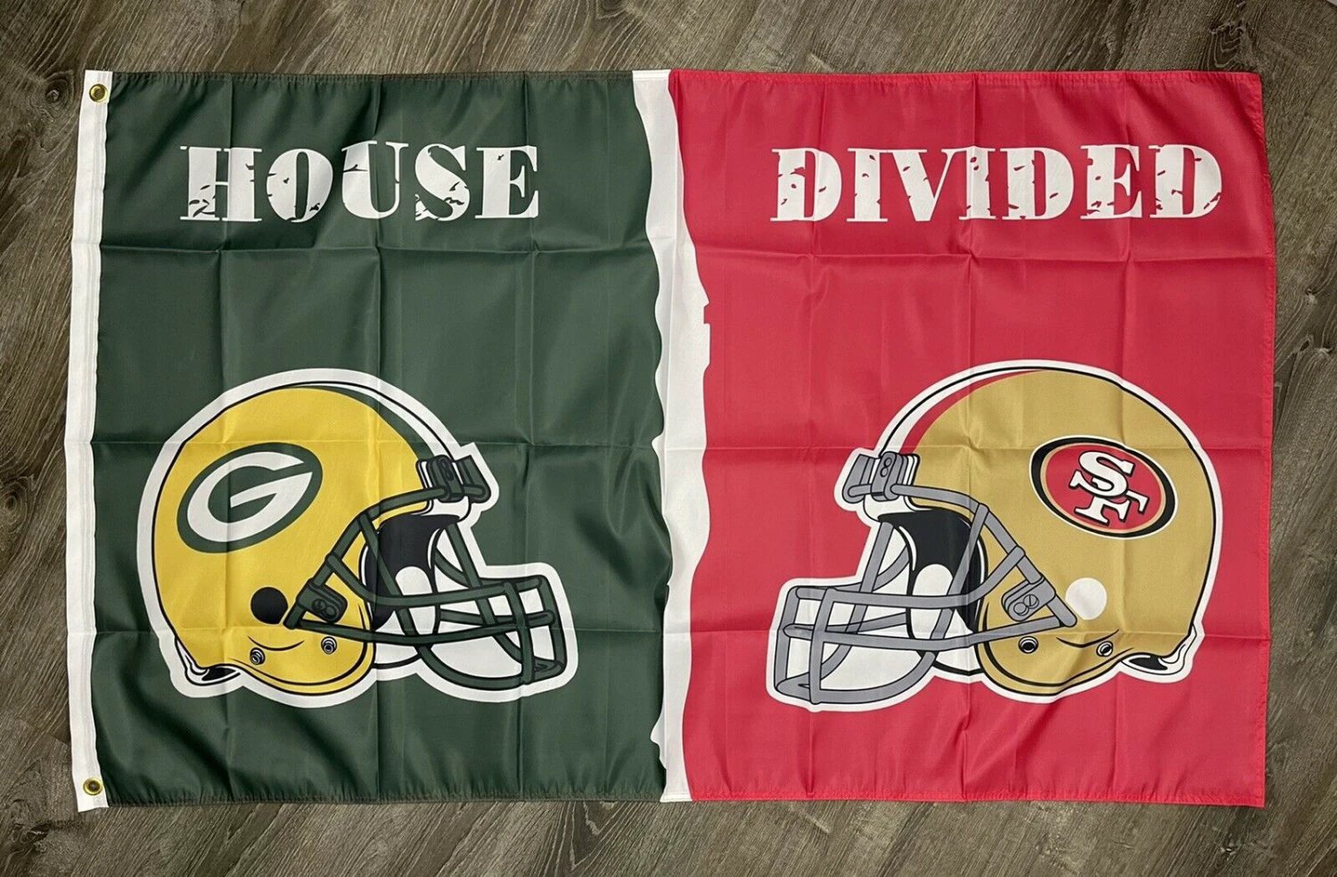 Green Bay Packers vs San Francisco 49ers House Divided Flag 3x5 ft Banner New by flagsjustdoit
