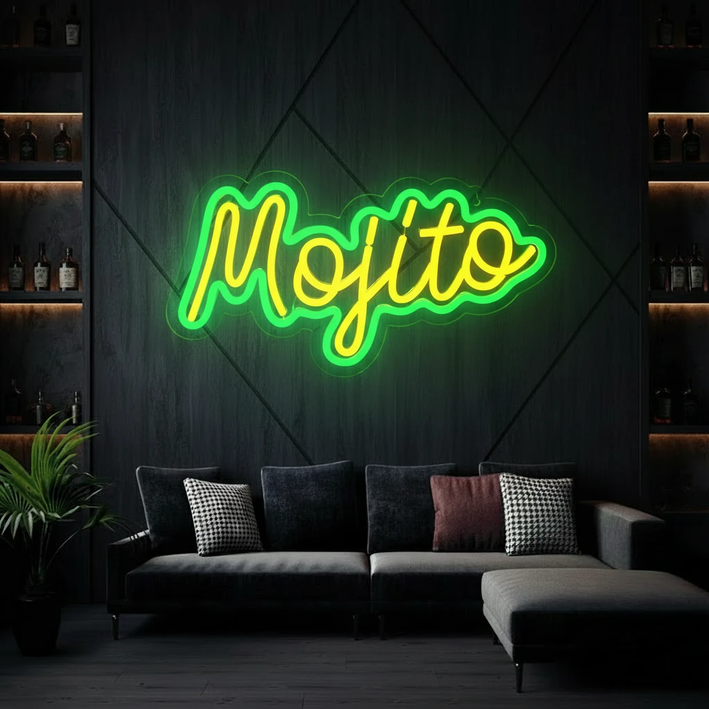Green Mojito Neon Sign Led Light Up Wall Art by Neonchics