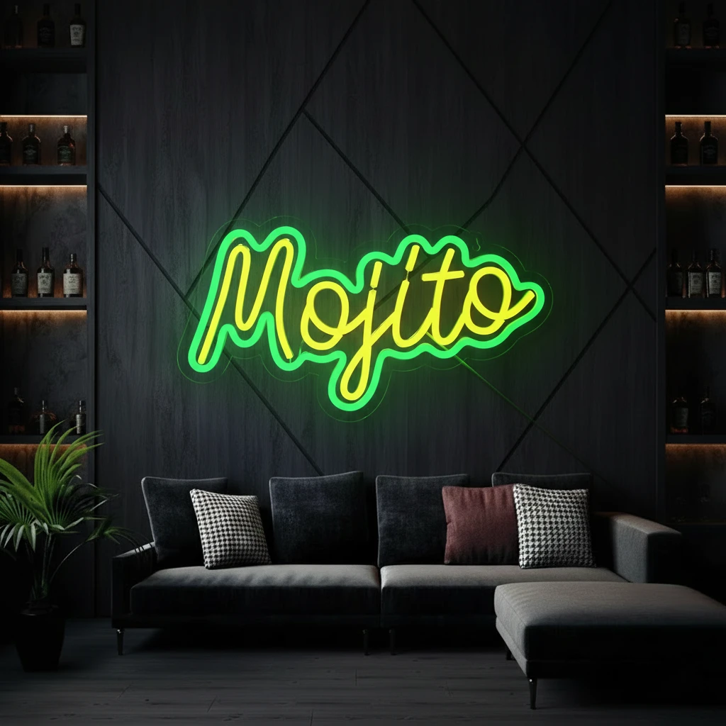 Green Mojito Neon Sign Led Light Up Wall Art by Neonchics