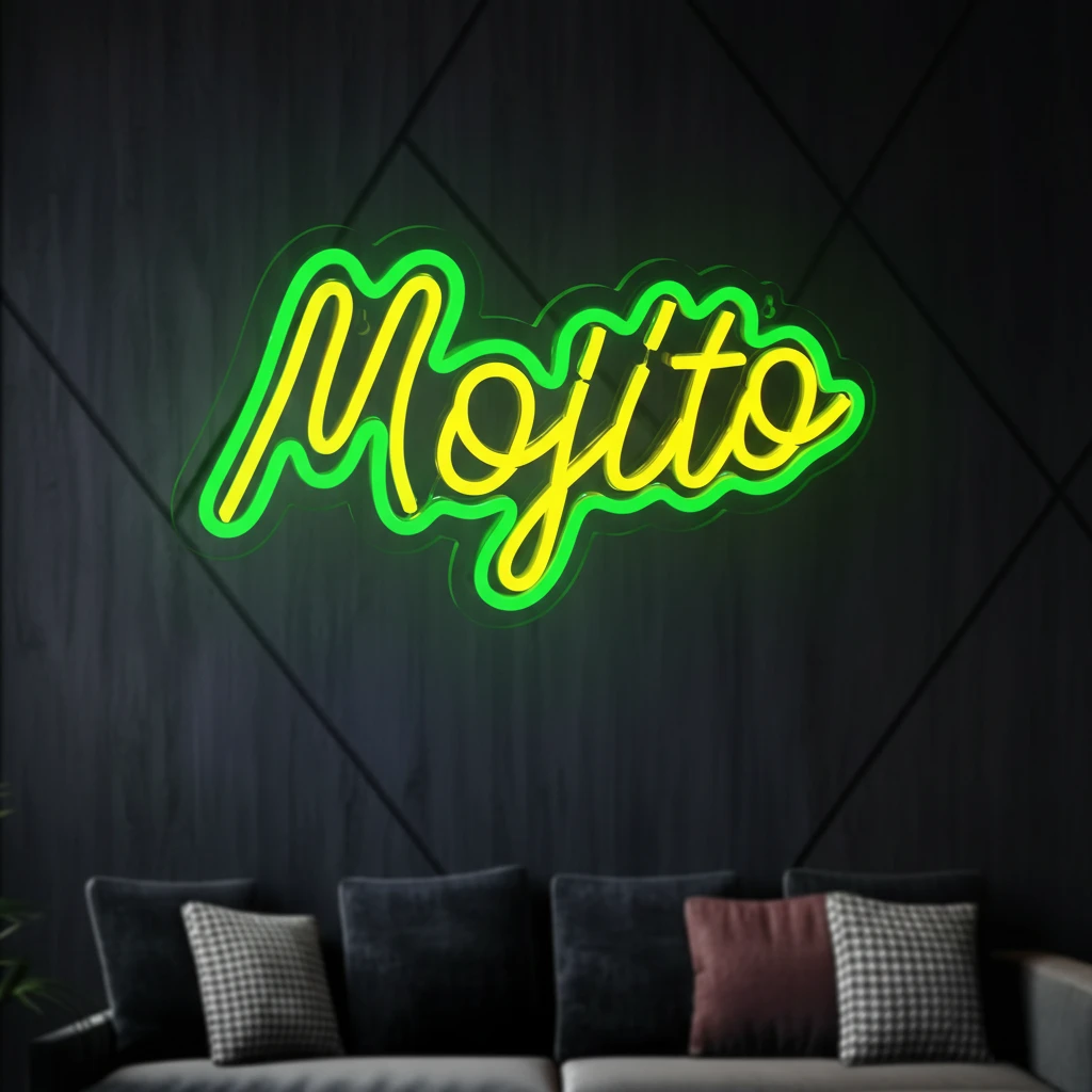 Green Mojito Neon Sign Led Light Up Wall Art by Neonchics