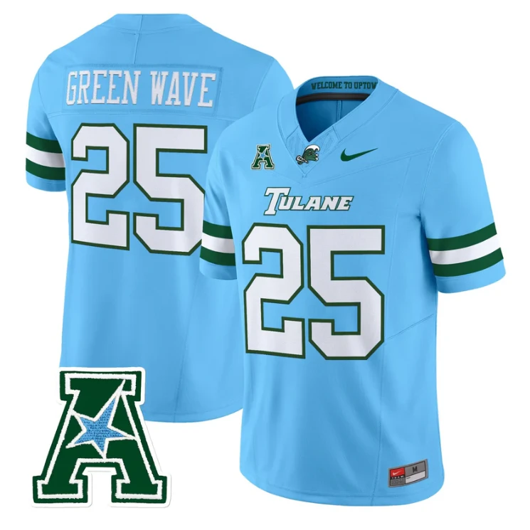 Green Wave Jersey #25 Tulane Green Wave 2025 Vapor Limited Stitched by My Store NCAA Football Jerseys