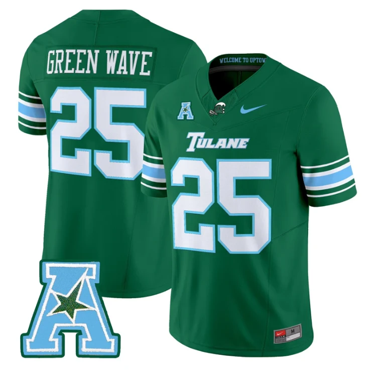 Green Wave Jersey #25 Tulane Green Wave 2025 Vapor Limited Stitched by My Store NCAA Football Jerseys
