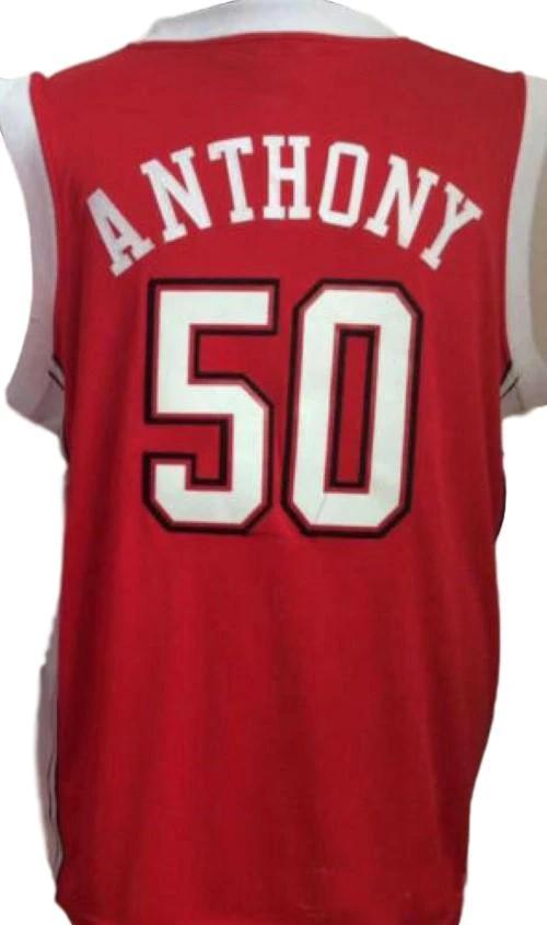 Greg Anthony Jersey #50 Unlv College Basketball Sewn Red by My store basketball