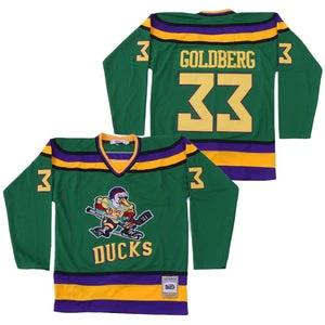 Greg Goldberg #33 Mighty Ducks Hockey Jersey Green by Hockey David