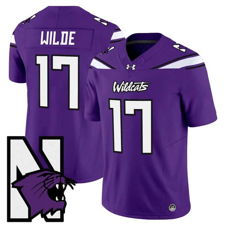 Griffin Wilde Jersey #17 Northwestern Wildcats Honoring 95 Stitched Purple by NCAA Football Jersey