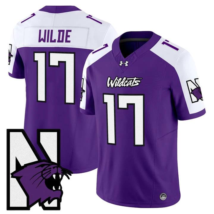 Griffin Wilde Jersey #17 Northwestern Wildcats Honoring 95 Stitched Purple Alternate by NCAA Football Jersey