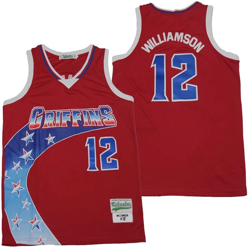 Griffins #12 Williamson Basketball Jersey Red by My store basketball