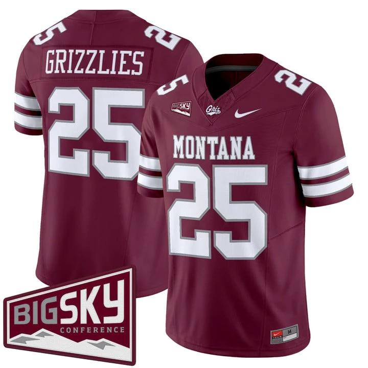 Grizzlies Jersey #25 Montana Grizzlies 2025 Vapor Limited Stitched by My Store NCAA Football Jerseys