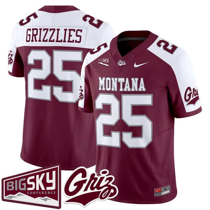 Grizzlies Jersey #25 Montana Grizzlies 2025 Vapor Limited Stitched by My Store NCAA Football Jerseys