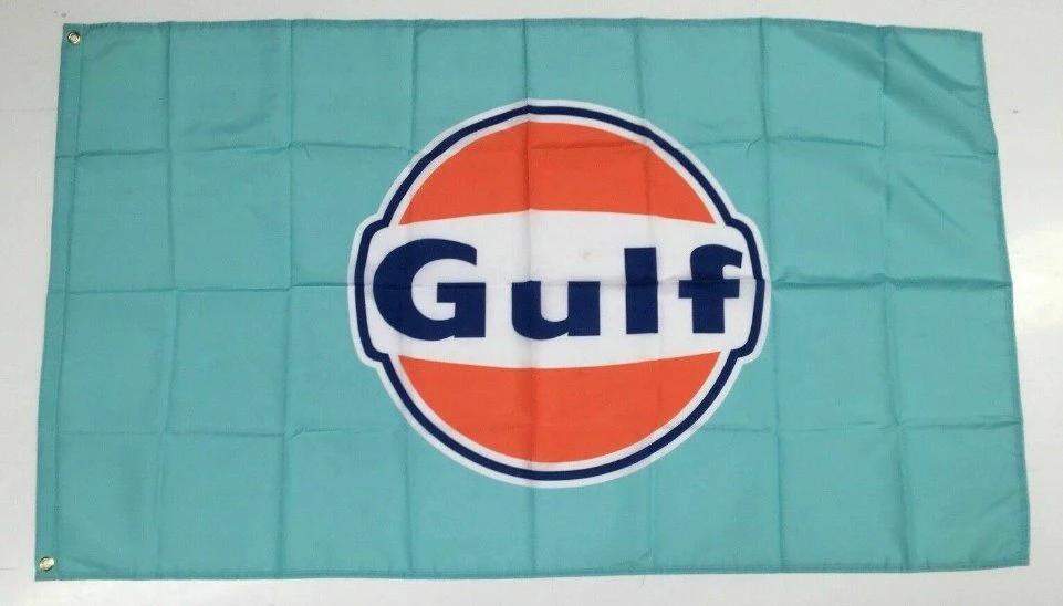 Gulf Banner Flag - Car Motor Sports Oil Fuel Racing Workshop Mechanic Man Cave 3x5ft by flagsjustdoit