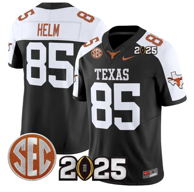 Gunnar Helm Jersey #85 Texas Longhorns 2025 CFP Final Patch Black Alternate by NCAA Football Jersey