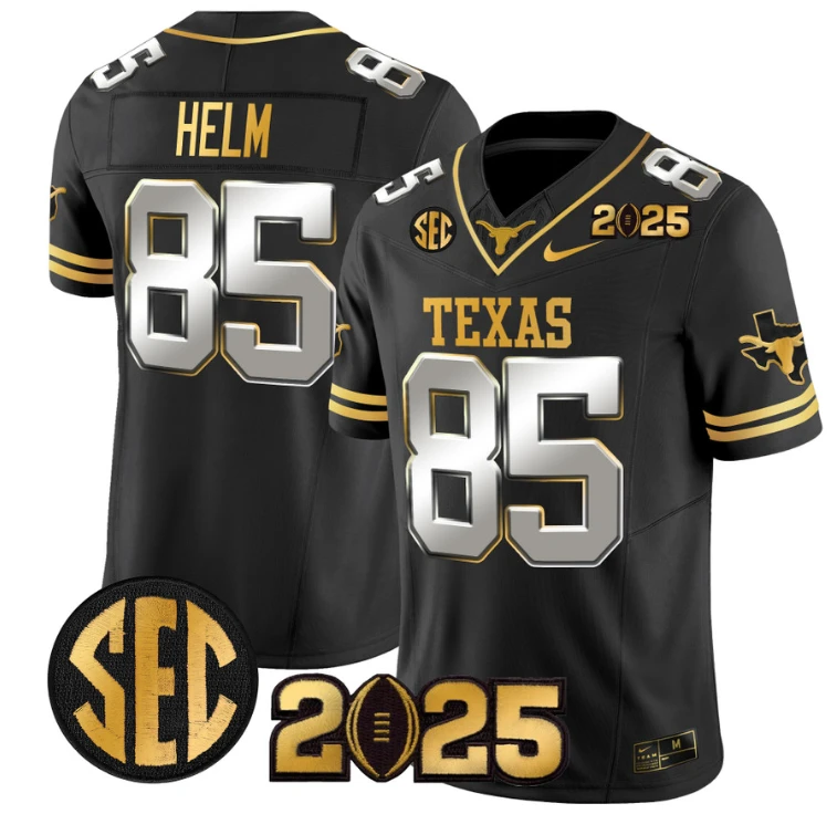 Gunnar Helm Jersey #85 Texas Longhorns 2025 CFP Final Patch Black Limited by My Store