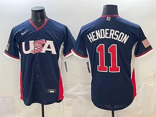 Gunnar Henderson Jersey #11 USA Baseball 2026 World Baseball Stitched Navy by My Store