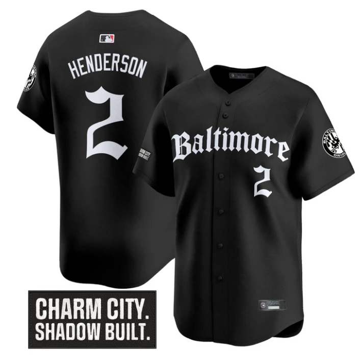 Gunnar Henderson Jersey #2 Baltimore Orioles Gothic Harbor Edition Black by My Store