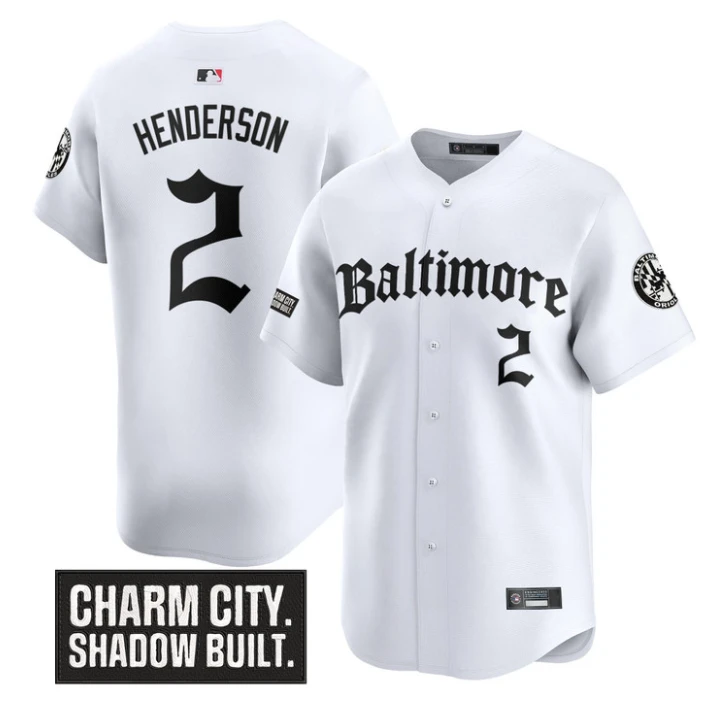 Gunnar Henderson Jersey #2 Baltimore Orioles Gothic Harbor Edition White by My Store