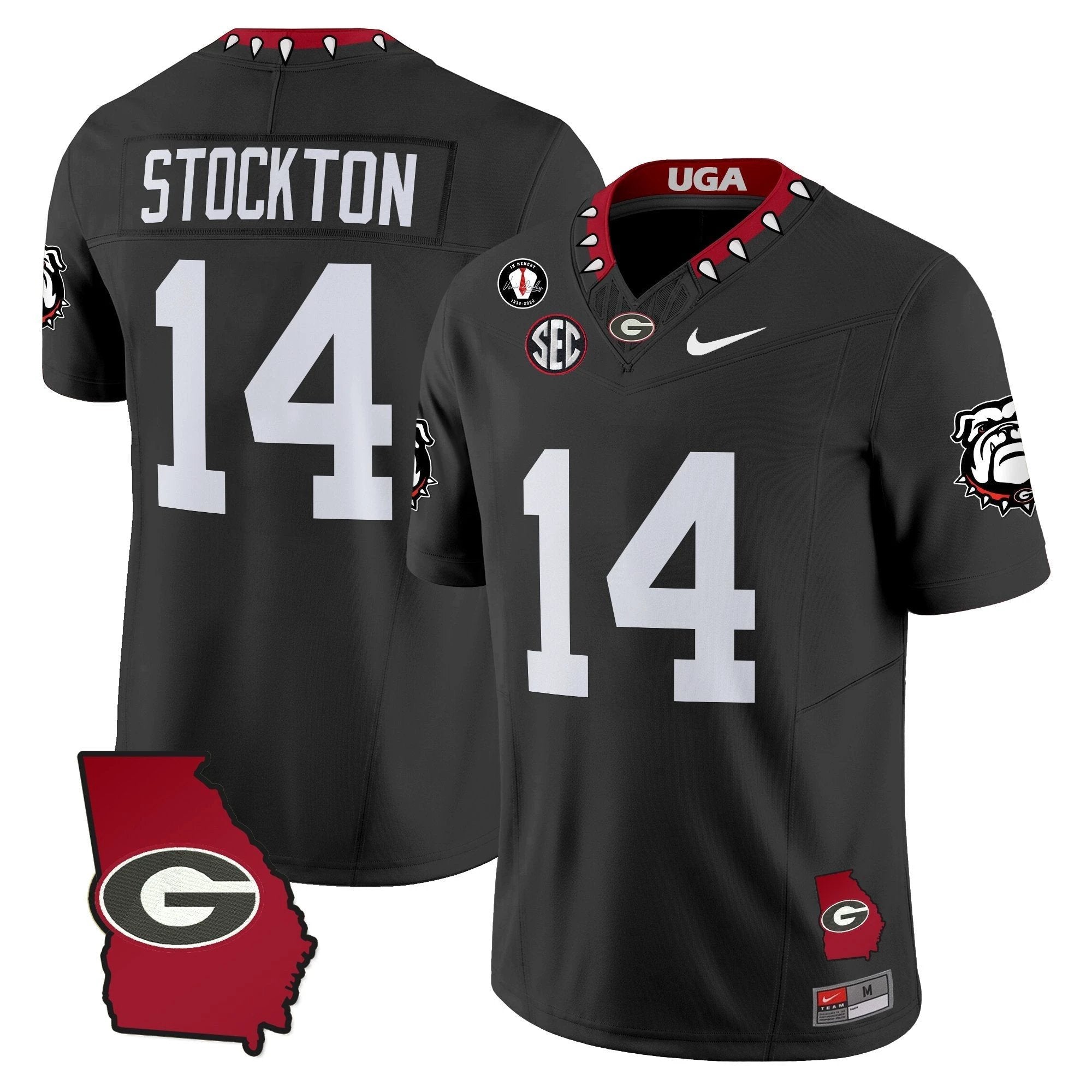 Gunner Stockton Jersey #14 Georgia Bulldogs 2025 Georgia Map, Vince Dooley Stitched Black by My Store