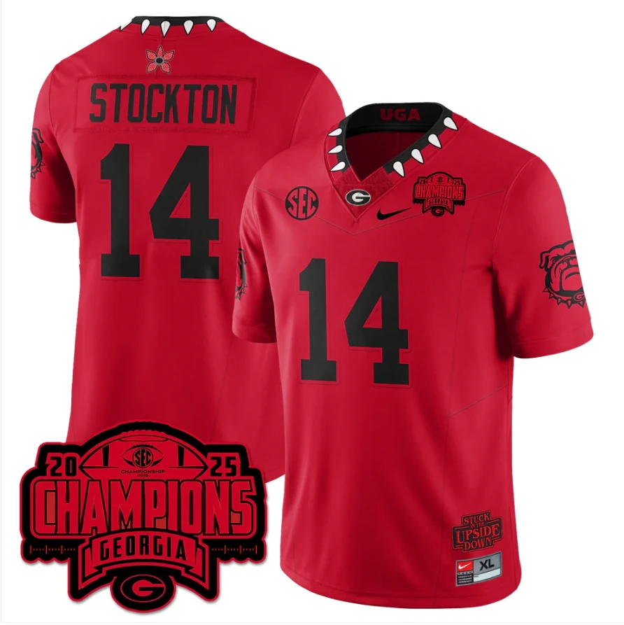 Gunner Stockton Jersey #14 Georgia Bulldogs Stranger Things SEC Champions Stitched by My Store NCAA Football Jerseys