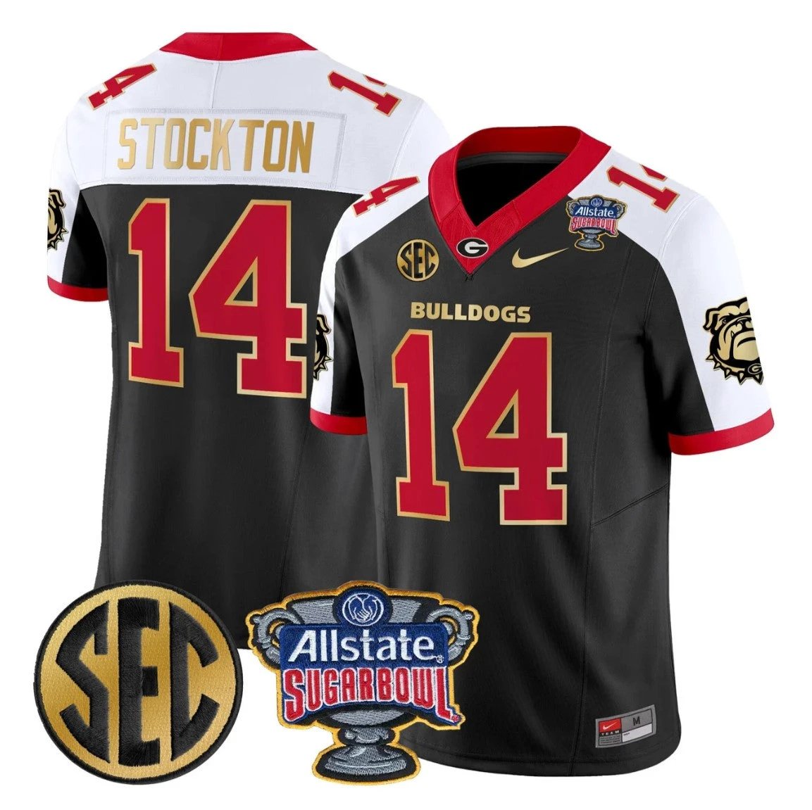 Gunner Stockton Jersey #14 Georgia Bulldogs Sugar Bowl Patch Stitched by My Store NCAA Football Jerseys