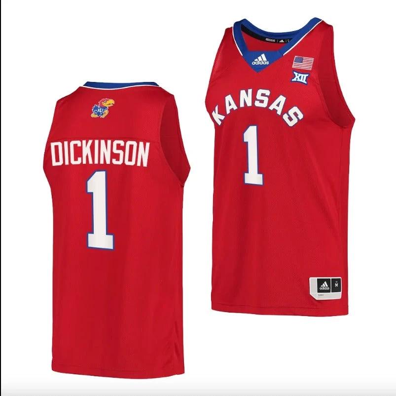 Hunter Dickinson Jersey #1 Kansas Jayhawks College Basketball Red by My store basketball