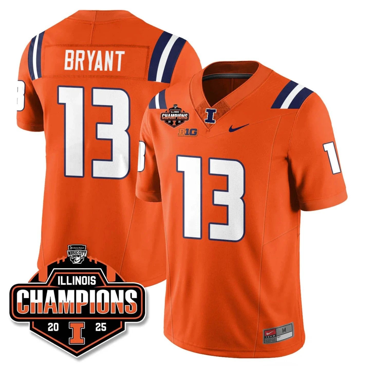 Hudson Clement Jersey #13 Illinois Fighting 2025 Music City Bowl Champions Stitched by My Store NCAA Football Jerseys