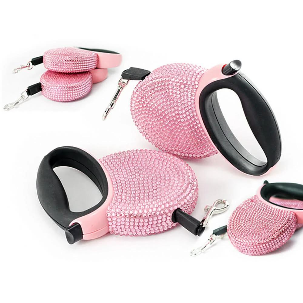 Luxury Retractable Leash with Rhinestones for Small Dogs & Cats by BowLift