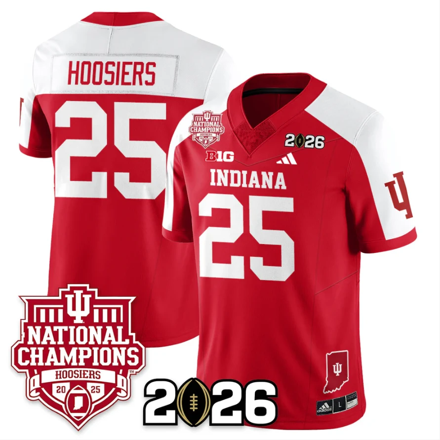 Hoosiers Jersey #25 Indiana Hoosiers 2025 National Champions Stitched Red Alternate by My Store NCAA Football Jerseys