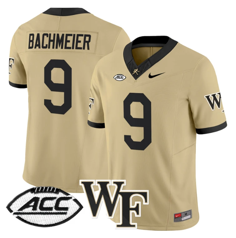 Hank Bachmeier Jersey #9 Wake Forest Demon Deacons 2024 Stitched Gold by My Store