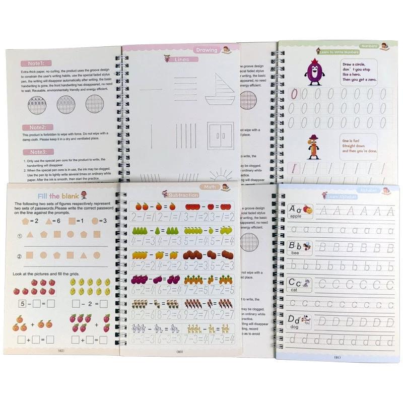 Kids Practice Magic Groove Writing Notebook Auto-Disappears in 10 Minutes Bowlift by Bowlift