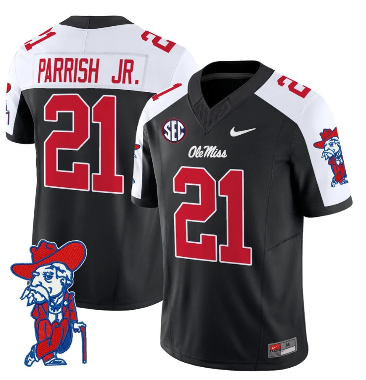 Henry Parrish Jr Jersey #21 Ole Miss Rebels Vapor Limited College Football Stitched Black Alternate by My Store
