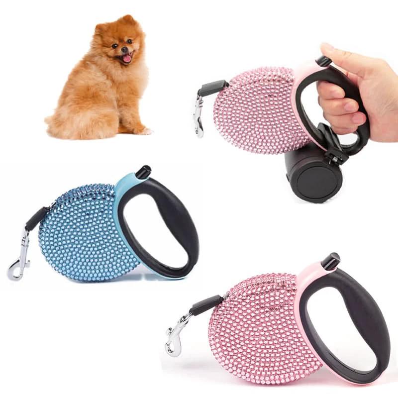 Luxury Retractable Leash with Rhinestones for Small Dogs & Cats by BowLift