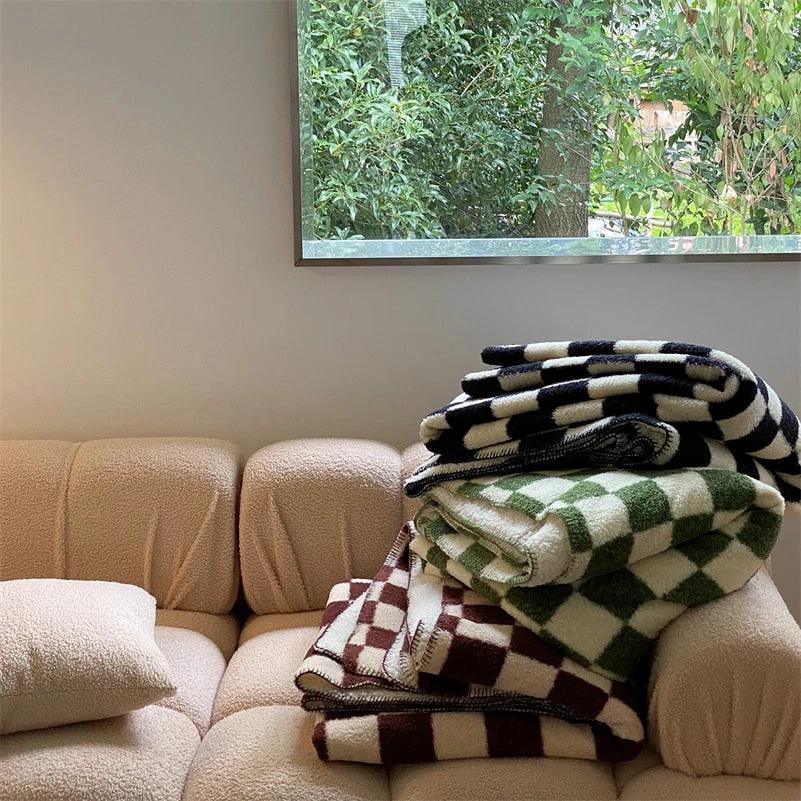 Plain Checkerboard Throw by Bowlift